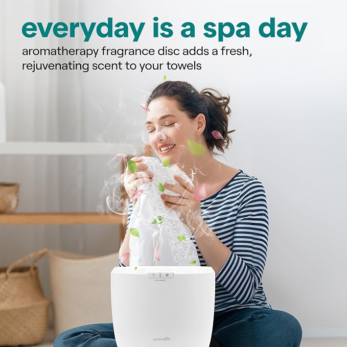 SereneLife Counter Towel Warmer Bucket - with Customized Fragrance for Spa and Bathroom, Luxury Towel Heater, Auto Shut off, Fits 1 large Towel, Blanket, Bathrobe, PJs (Black)