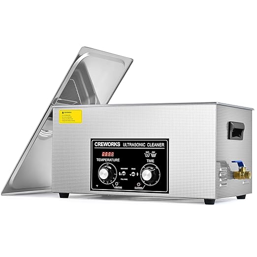 CREWORKS 22L Ultrasonic Cleaner with Heater and Timer, 480W Stainless Steel Ultrasonic Cleaner Machine with Degas & Gentle Modes, Ultrasonic Parts Cleaner with Knob Control for Machine Part Auto Tool