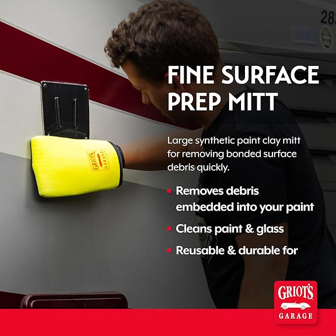 Griot's Garage Fine Surface Prep Mitt for Car Detailing, Clay Bar Alternative, Auto Cleaning Tool for Paint, Glass, Chrome, and Plastic, 10678