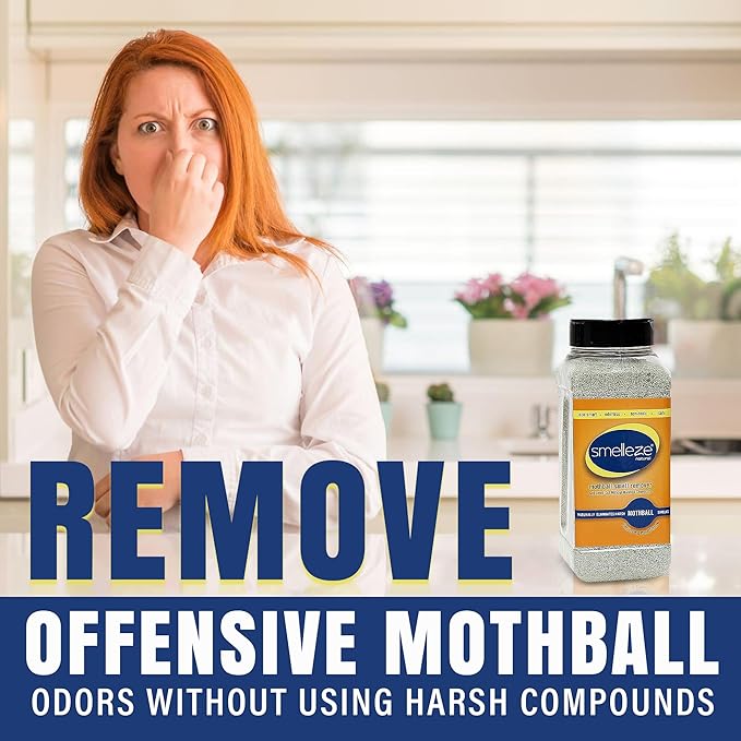 SMELLEZE Natural Mothball Smell Remover Deodorizer: 2 lb. Granules Gets Mothball Fumes & Odor Out