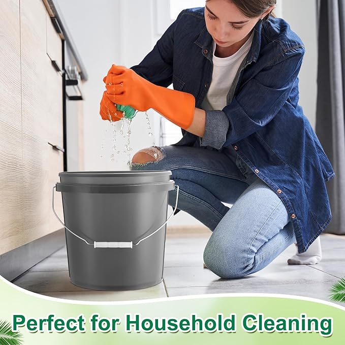 Tioncy 24 Pcs 2 Gallon Plastic Bucket with Lid Heavy Duty 2 Gallon Bucket Pail with Lid Handle for Storage Container Home Household Cleaning (Grey)