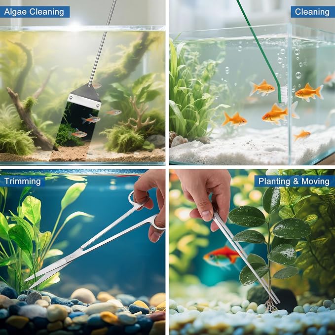 Mogoko Aquarium Vacuum Cleaner Tool Kit with Fish Net, Ideal for Gravel Vacuum and Sand Cleaning for Aquarium Fish Tank