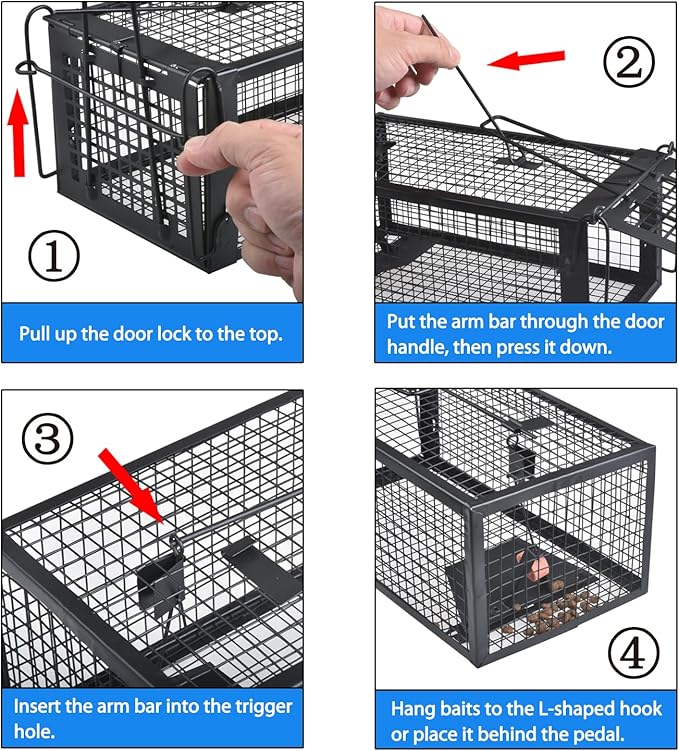 Gingbau 2-Pack Chipmunk Rat Traps Humane Live Mouse Trap Cages