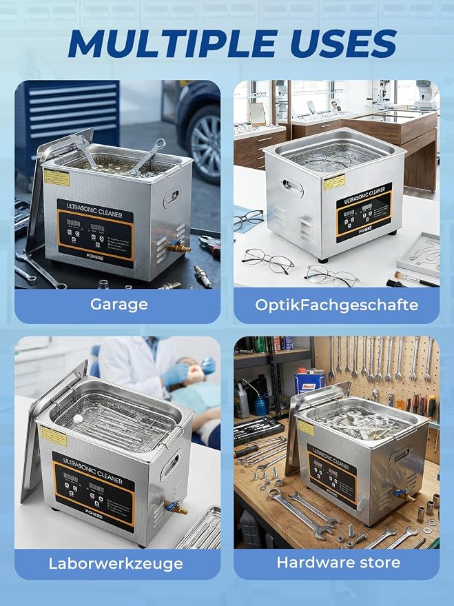 Ultrasonic Cleaner with Heater and Timer, Stainless Steel Ultrasonic Washing Machine, Professional Sonic Cleaning for Parts, Bike Chain, Metal Engine Parts, Gun (10l-2.6gal)