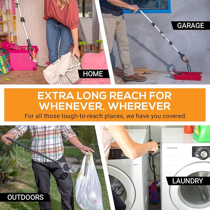 EZPIK Classic 32” Folding Grabber Reacher Tool with Dual Magnets, Heavy Duty Trash Picker Upper Grabber for Seniors & Disabled Users, Aluminum Pickup Tool for Everyday Reaching Aids (Black)
