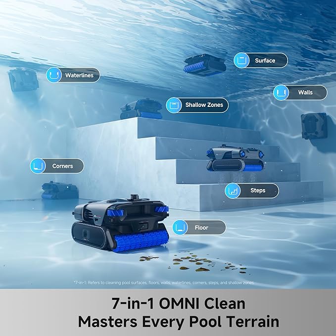 Mova Rover X10 Cordless Robotic Pool Cleaner, 7-in-1 Cleaning, AquaScan LDS Mapping & Precise PoolNavi, Smart Surface Parking, 10,000 GPH Suction, EdgeDrive Brush, Skimmer with Real-time App Control