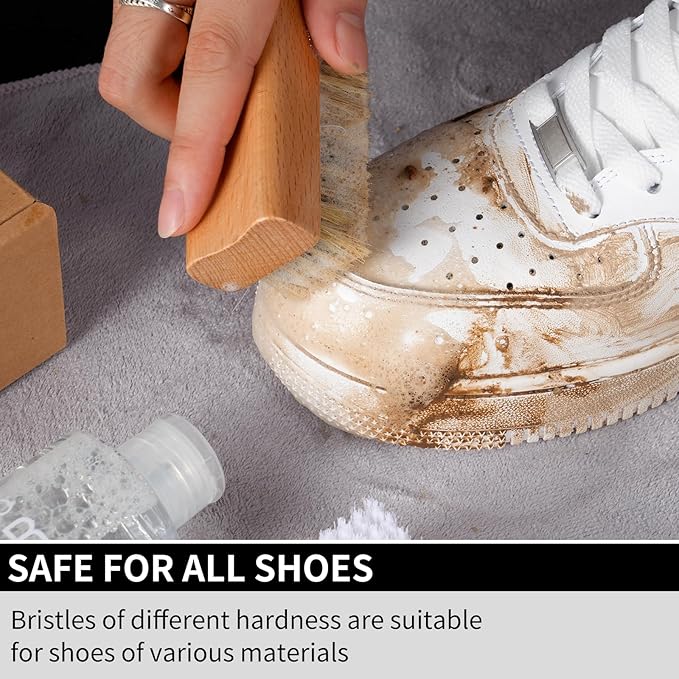 Shoe Cleaner Kit for Sneaker - 8.5 Oz Shoe Cleaning Kit with Shoe Brushes & Towel, White Shoe Sneaker Cleaner Kit, Suede Shoe Cleaner for Suede Mesh Leather Knit, and Most Materials