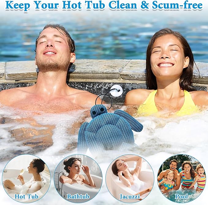 3 Pack Hot Tub Scum Absorber, 3D Honeycomb Structure Spa Hot Tub Sponge, Machine Wash Hot Tub Scum Sponge, Reusable Oil Absorbing Sponge, Hot Tub Accessories, Floating Scum Collector for Hot Tub Spa