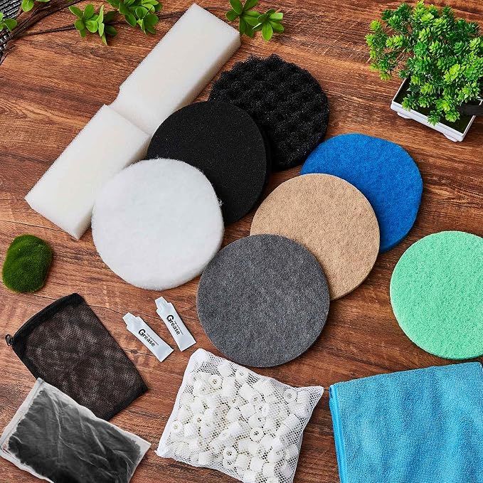 Threlaco 31 Pcs Compatible with Fluval Fx4/Fx5/Fx6 Replacement Filter Media, 3 Foam Block, 3 Carbon and 3 Water Polishing Pad, 2 Bio-sponge 3 Filter Pads, 3 Carbon, 9 Nitrite/Phosphate/Ammonia Remover
