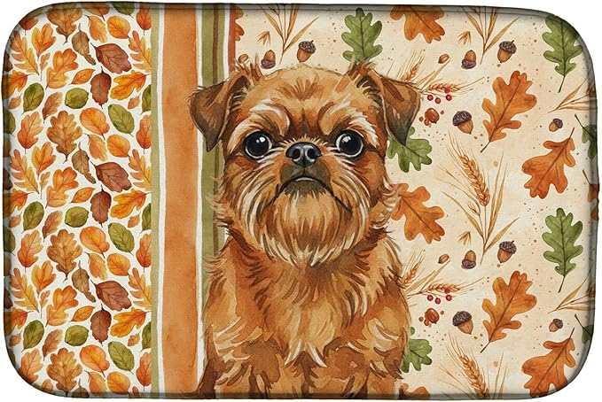 Caroline's Treasures Belge Brussels Griffon Heirloom Fall Dish Drying Mat Absorbent Dish Drying Mat Pad for Kitchen Counter Dish Drainer Mat for Countertop, 14 x 21", Multicolor