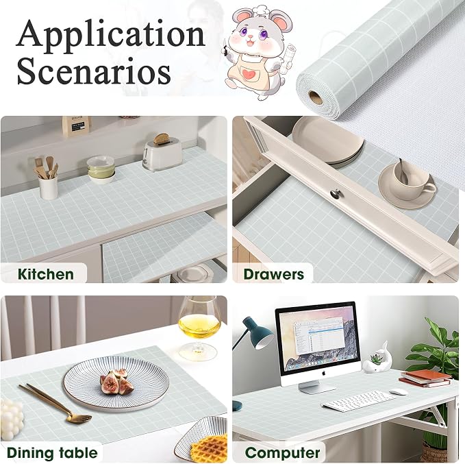 Beautysaid Shelf Liner Non Adhesive Drawer & Cabinet Liner for Kitchen Waterproof Sage Green Shelf Paper for Bathroom & Dress Drawer (12 in x 10 FT)