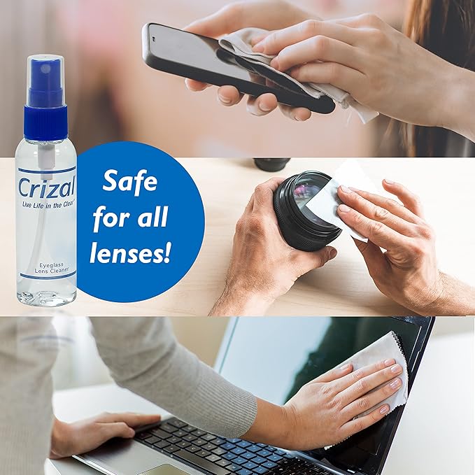 Crizal Eyeglass Lens Cleaning Kit – 1 Pack (2oz Spray + Microfiber Cloth) – Designed & Tested for AR-Coated Lenses – Complete Lens Care System