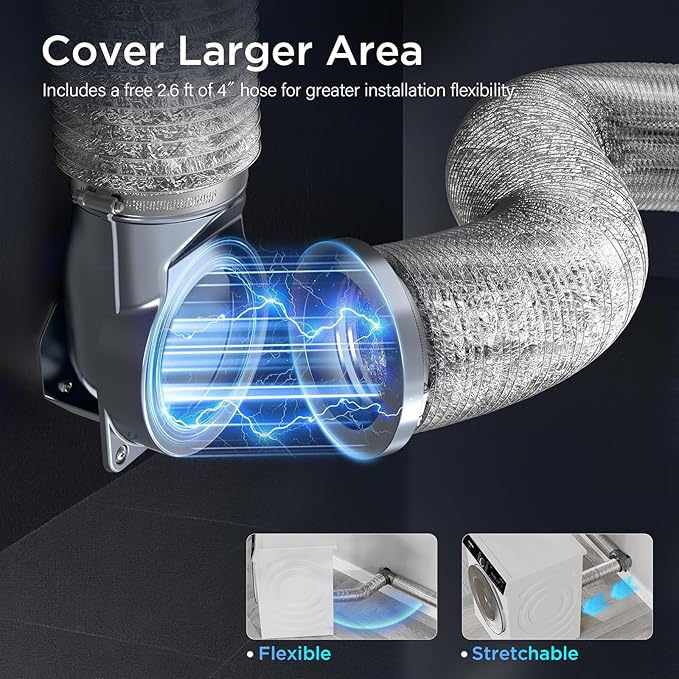 Magnetic Dryer Vent Coupling Easy to Clean Quick Connector Airtight Seal Dryer Vent Connector Kit Including a 2.6ft 4" Duct and two Clamps, DV90