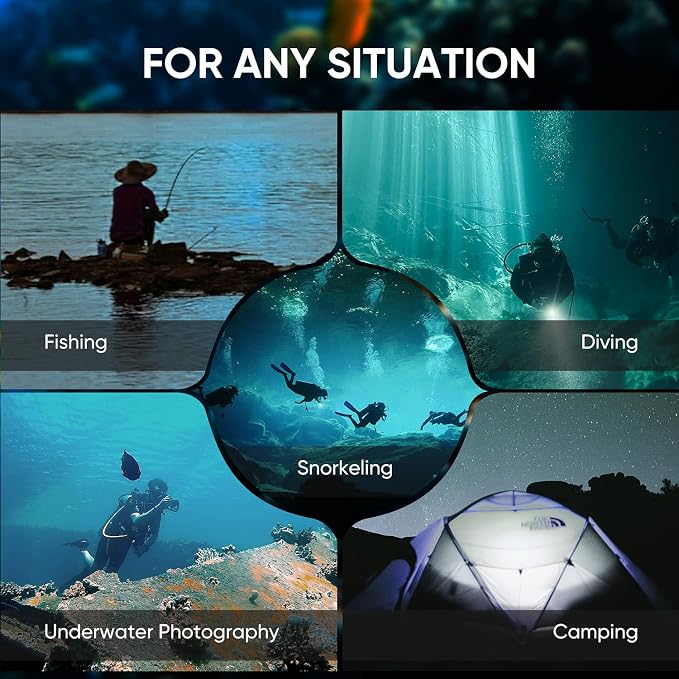 WINDFIRE High-Power Dive Lights Scuba Diving Flashlight – IPX8 Waterproof Underwater Flashlight with Power Indicator, 4 Modes, Ultra-Bright Dive Torch for Night Diving & Ocean Exploration