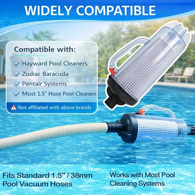 in-line Swimming Pool Leaf Canister Automatic Vacuum Suction Swimming Pool Cleaners with Mesh Basket Compatible with Hayward, Zodiac Baracuda, Pentair