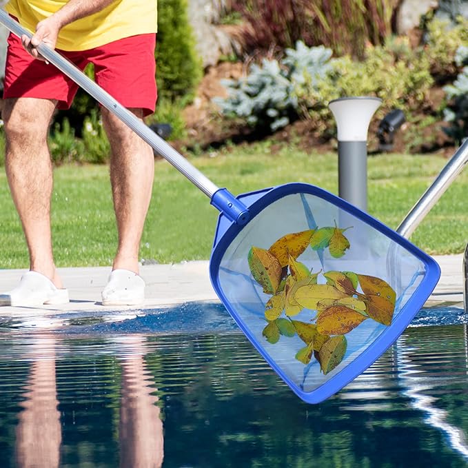 Poolvio Pool Skimmer Net with Telescopic Pole and Pool Brush