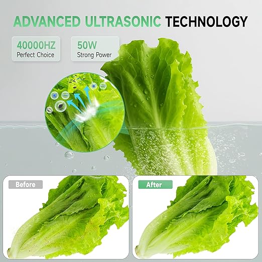 KUNPHY Fruit and Vegetable Washing Machine, Fruit Cleaner 2.5L 40kHz, 3 Timers Ultrasonic Vegetable Cleaner for Family Cleaning