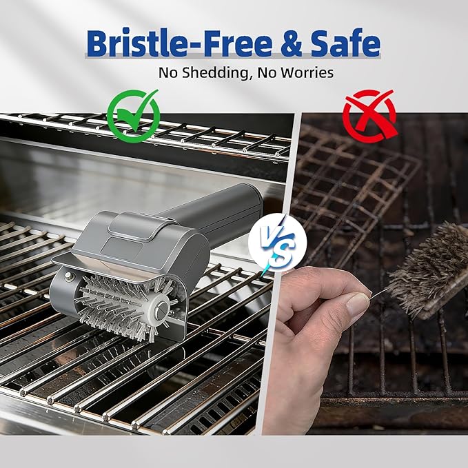 Electric Grill Brush - Cordless Rechargeable Automatic Electric Grill Cleaner with Stainless Steel Bristles & Electric BBQ Grill Brush for Outdoor Grills