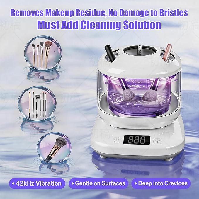 Ultrasonic Jewelry Cleaner with Detachable Tank, Makeup Brush Cleaner Machine Professional for Rings, Necklaces, 4 Modes with U-V, Portable Quiet, IPX7 Waterproof – Also Ideal for Retainers & Dentures