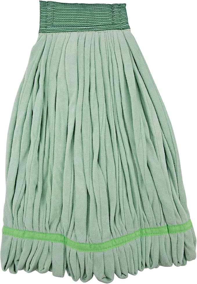 Boardwalk Microfiber Looped-End Wet Mop Head, Large, Green, 12/Carton
