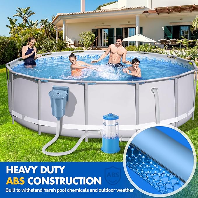 DeeprClean Through Wall Skimmer for Above Ground Pool, Heavy Duty Wall Mount Pool Skimmer Kit, Universally Fits All Standard Pool Wall Openings, In Wall Pool Surface Skimmer for Above ground Pool-Blue