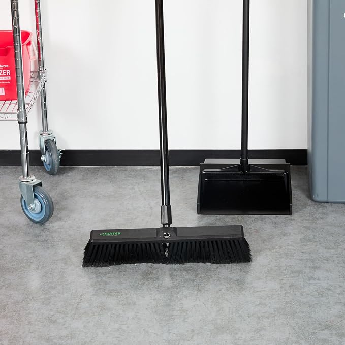 Restaurantware-BROOM HEAD ONLY: Clean Tek Professional 17.13-Inch Push Broom Head, 1 Heavy-Duty Cleaning Tool - Handle Sold Separately, Fine Flagged Bristles, Black Plastic, Outdoor Use
