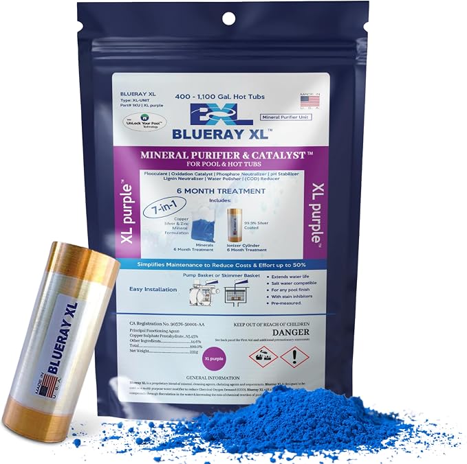 XL Purple Mineral Purifier & Catalyst™ - Water Clarifier for Hot Tubs & Pools with Mineral Pack & Copper Ionizer - Unit for 400-1100 GAL.