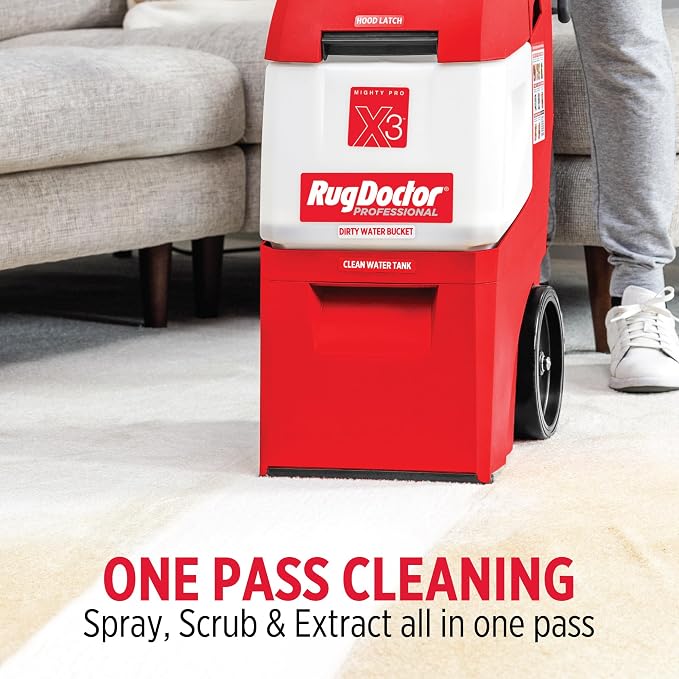 Rug Doctor Mighty Pro X3 Commercial Carpet Cleaner with Oxy Cleaner Pack | Includes 48 oz. Oxy Carpet Cleaning Solution Removes Wine, Mud, Vomit, and other Tough Stains.