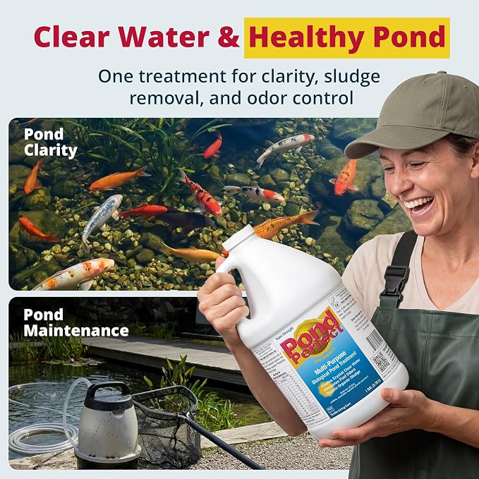 PondPerfect Pond Bacteria - Natural Treatment for Ponds – Liquid Formula for Pond Maintenance – Pond Cleaner for Outdoor Ponds - Safe for Fish & Koi – Easy Dosing –16 oz (473 ml) for up to 5000 gal