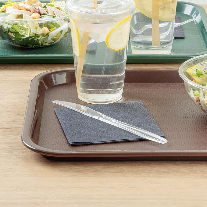 Restaurantware Moderna 7.3 Inch Disposable Knives 250 Recyclable Plastic Knives - Crack-Resistant For All Types Of Meals Clear Plastic Cutlery