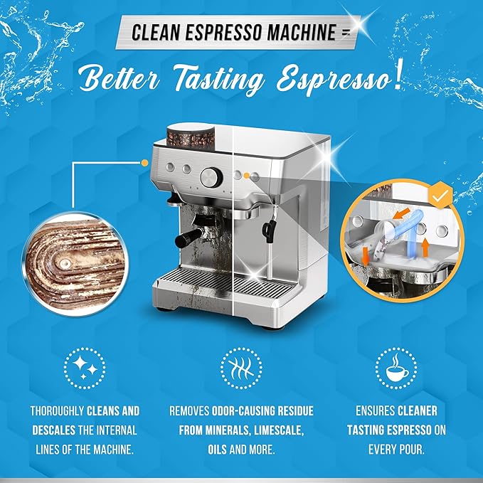 ACTIVE Espresso Machine Cleaner and Dishwasher Cleaner - Includes 120ct Espresso Maker Cleaning Tablets and 24ct Dishwasher Cleaning Tablets