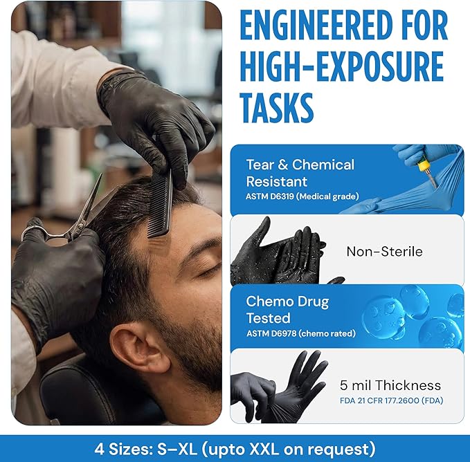 Nitrile Exam Gloves, Latex-Free Powder-Free Non-Sterile Disposable Gloves, For Medical, Cleaning, And Kitchen Prep