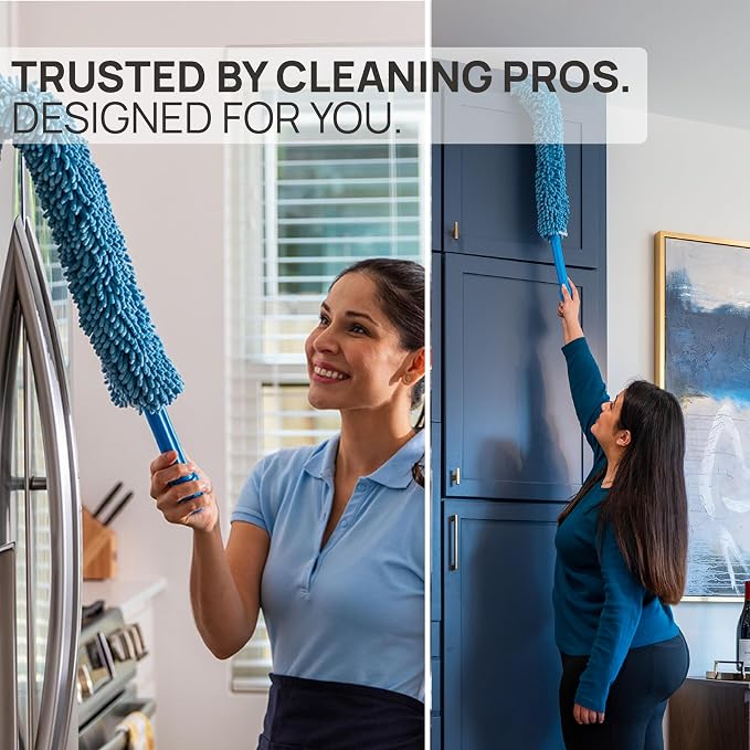 Ultimate Microfiber Cleaning Kit - Dry & Wet Mop for Hardwood, Tile, Vinyl Floors | 12Pack Microfiber Cloths | High Duster | Glass Cleaning Cloths | Reusable Mop Pads | Long Telescopic Handle