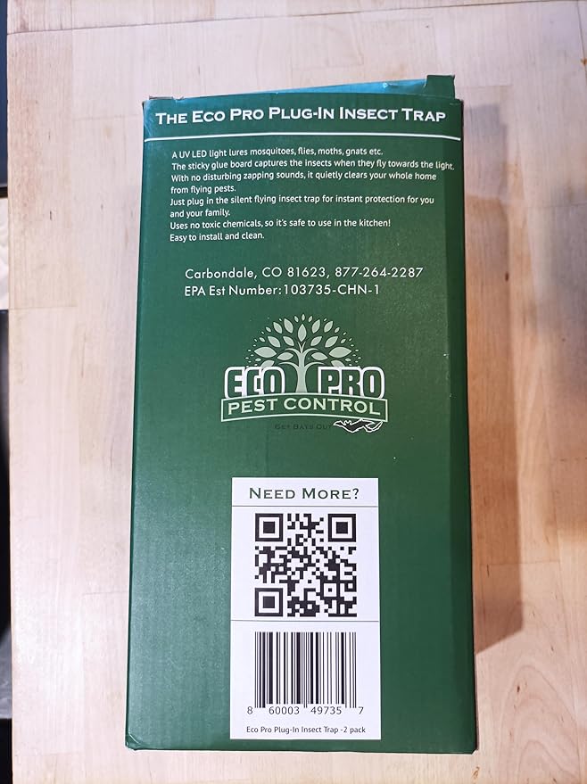 Large Plug in Insect Trap by EcoPro Pest Control, UV Light Plug in Bug Trap | Quiet Indoor Flying Insect Trap, No Toxic Chemicals | Electronic Fly Trap Comes with 4 Refills (2 Devices - 4 Refill Pack)