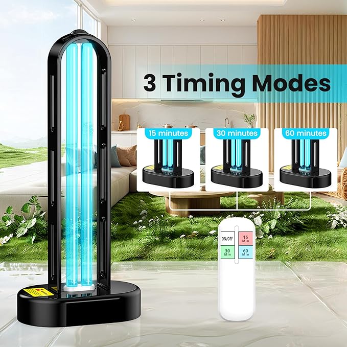 UV Light Sanitizer, Ultraviolet Lamp with Remote Control for Bed Bugs and Dust Mites, Home Disinfection Device UV Lamp for Home, Room & Kitchen, Ultraviolet Light with 3 Speed Timings
