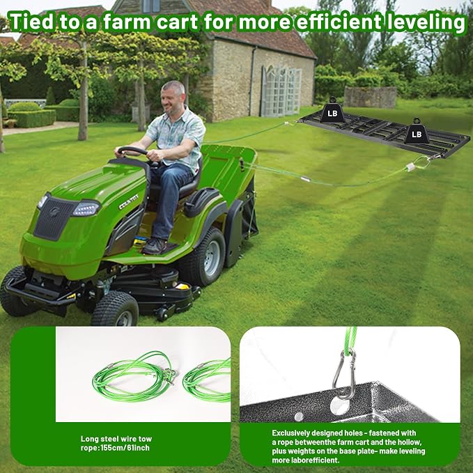 Lawn Leveling Rake 51"x10",Lawn Leveling Tool with 68" Long Adjustable Stainless Steel Handle for Leveling Soil,Grass,Sand or Dirt,Heavy Duty Lawn Leveler for Backyard,Garden,Golf Course,Farm,Pasture