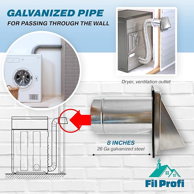 Wall Vent Cover. Exhaust Duct kit Outside The House. Kitchen,Fan,Dryer Deflector. (6 Inch)