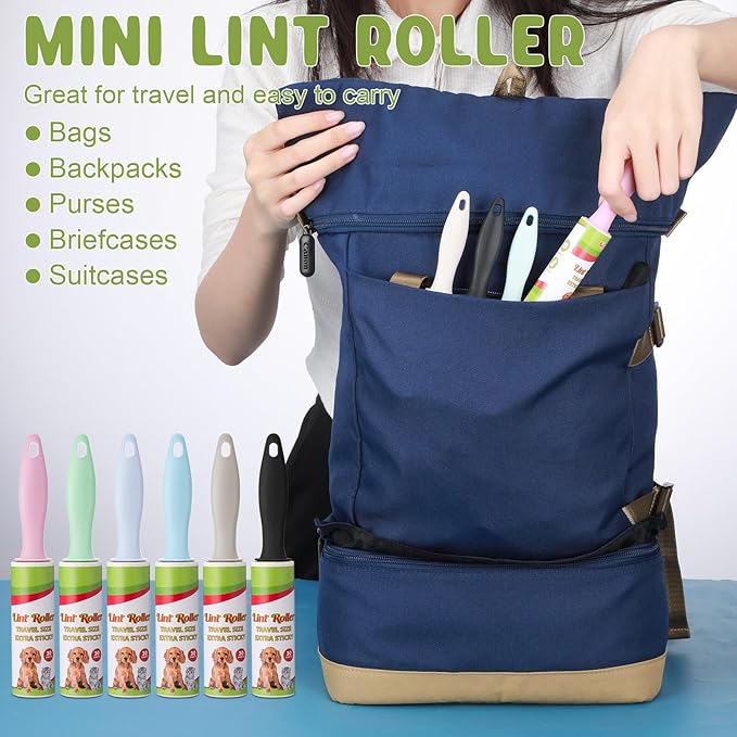 Hushee Mini Lint Roller for Travel Small Lint Removers for Pet Hair and Clothes Travel Size Removers Sticky Removing Tool for Travel, Gift Bags, Furniture, Car Seat (48 Pcs)