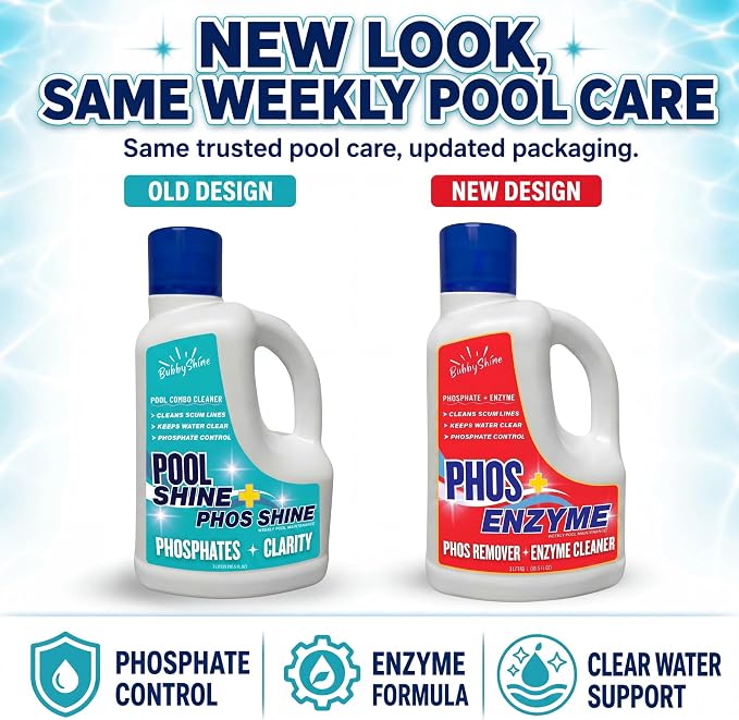 Pool Phosphate Remover and Pool Clarifier Enzyme, Weekly Pool Treatment, Saltwater Safe Pool Chemicals for Inground & Above Ground Pools, 3 Liter – BubbyShine