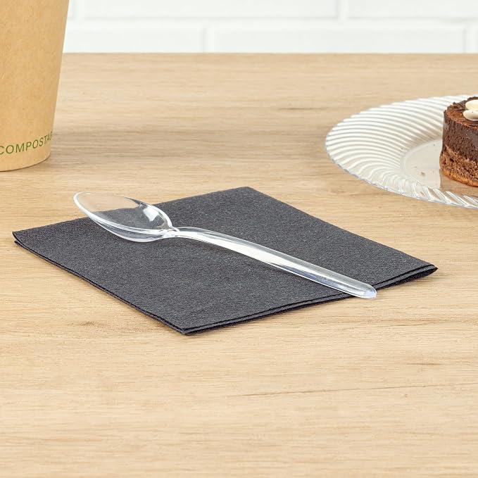 Restaurantware Moderna 5.5 Inch Disposable Spoons 250 Recyclable Small Dessert Spoons - Crack-Resistant For All Types Of Meals Clear Plastic Plastic Spoons