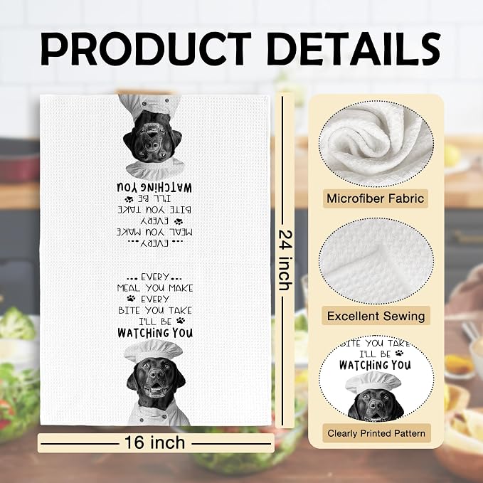 Funny Labrador Dog Kitchen Towels 16x24 Inch Set of 2 | Labrador Lovers Gifts for Women Men Dish Tea Towels for Kitchen, Dog Lover Mom Dad Owner Gifts Decorative Hand Towel