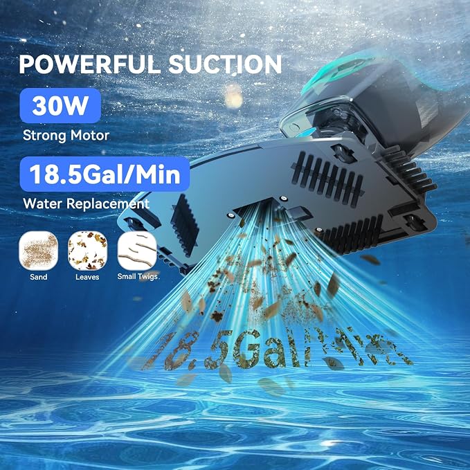 PoolMr Cordless Pool Vacuum for Above Ground Pools & Inground Pools, 18.5 GPM Suction, 60min Runtime – Handheld Pool Vacuum with Telescopic Pole, for Spas & Hot Tubs, Solid Black