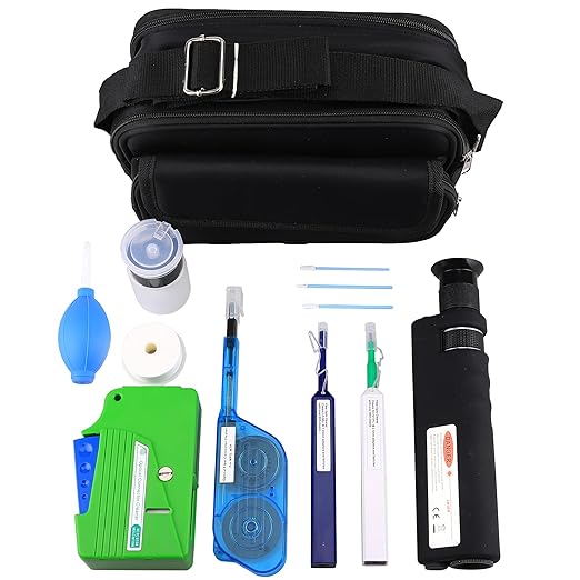 Fiber Optic Cleaning Kit with Inspection Microscope, Cleaning Box 1.25MM/2.5MM/MPO Cleaning Pens for SC/LC/FC Connections