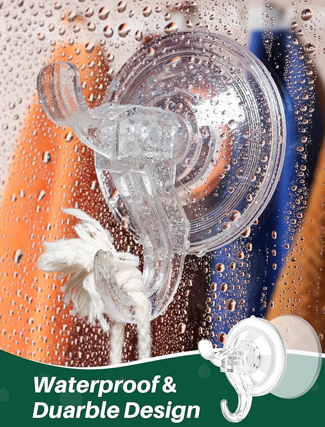 AENTGIU 10 Pack Clear Suction Cup Wreath Hanger, Heavy Duty Shower Suction Cup Hooks with Adhesive Suction Tab, Removable Strong Front Door Hooks for Hanging Wreath Ideal for Glass, Windows, Doors