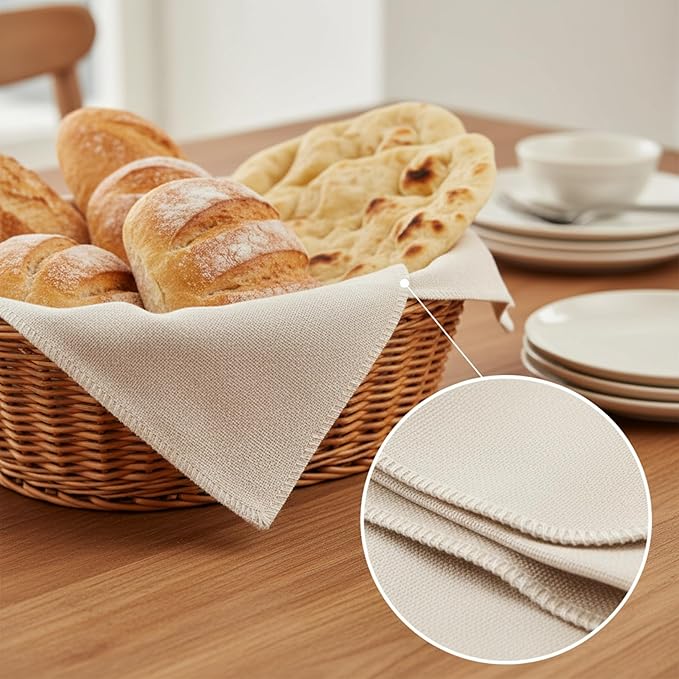 Flour Sack Towels for Bread Dough Proofing – Unbleached, Thick Cotton Baking Cloth for Baguettes, Ciabatta, Pastry – Reusable, 28"x28", 6-Pack