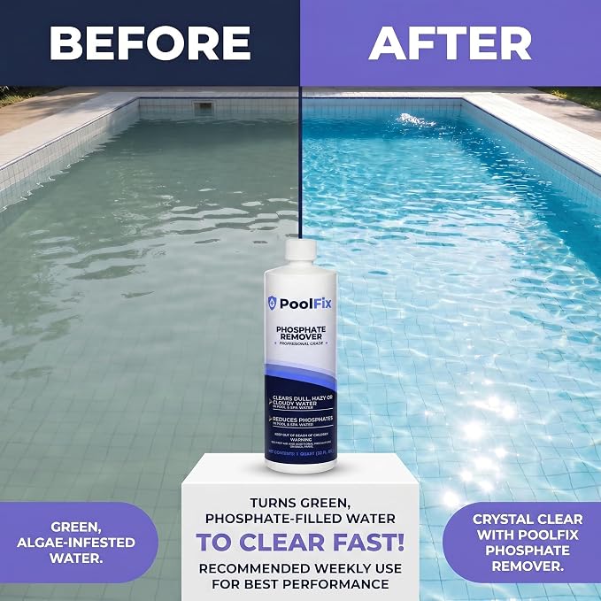 Phosphate Remover – 1 Quart Reduces Phosphates for Cleaner, Clearer Water & Improved Pool Clarity | Professional Grade - 32 oz Bottle