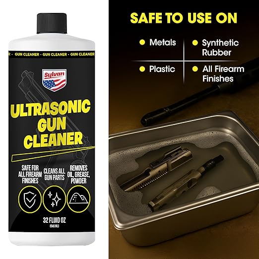 Ultrasonic Gun Cleaner Solution Concentrate + Free Cleaning Cloth | Makes 50 Gal. | Made in The USA | Gun Parts Cleaner for All Ultrasonic Machines | Highly Concentrated Firearm Cleaning Liquid