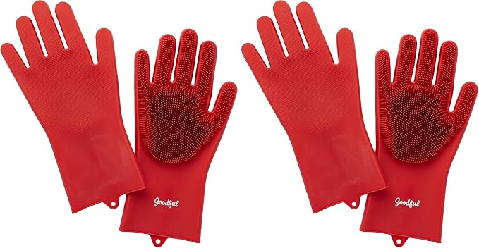 Goodful Silicone Kitchen Rubber Gloves, Oversized, Reusable, Waterproof