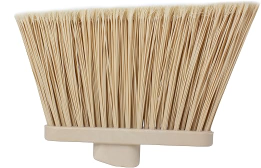 SPARTA Plastic Broom Head, Angled, Flagged for Small Debris Indoor, Outdoor, Home, Restaurant, Lobby, Office, 12 Inches, Tan