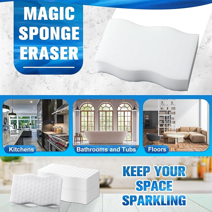 SiliFine Magic Extra Durable Sponge Eraser 3 Layer Density Cleaning Pads in Bulk Thick More Lasting Sponge Eraser for Bathroom Kitchen Floor Bathtub Toilet Cleaner